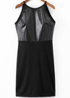 Romwe Contrast Pu Leather Strap Dress