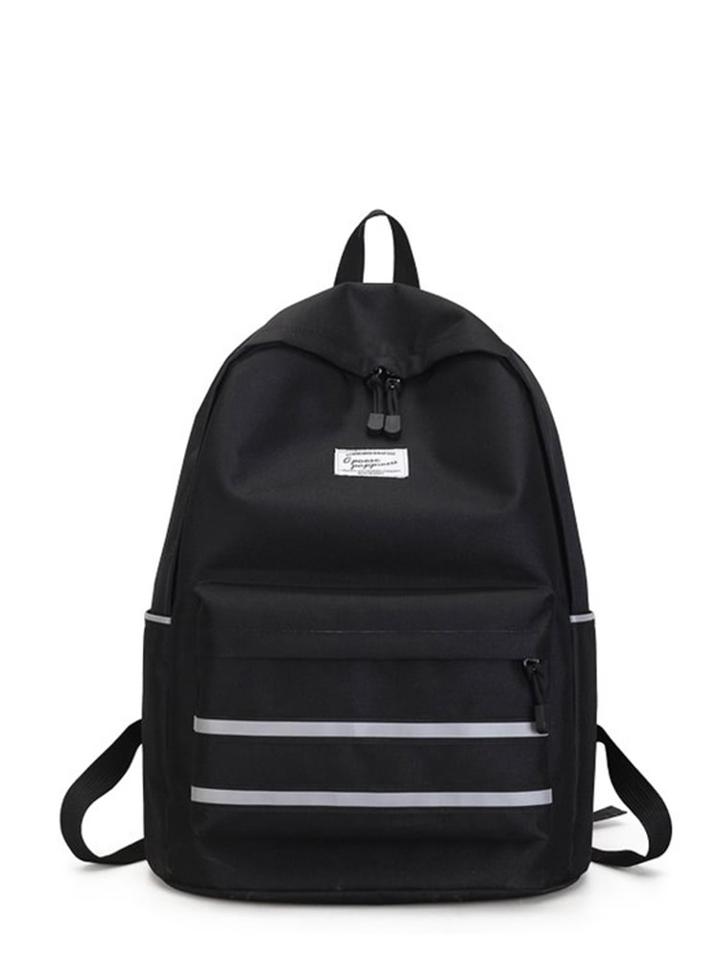 Romwe Striped Detail Pocket Front Backpack