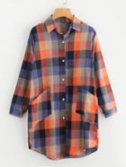 Romwe Multi Checkered Shirt Dress