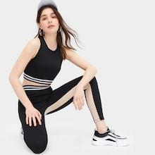 Romwe Striped Panel Top With Cut And Sew Pants
