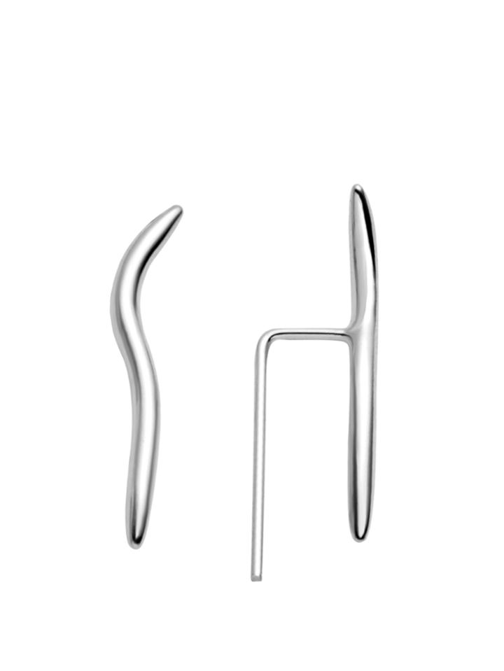 Romwe Silver Plated Smooth Design Minimalist Stud Earrings