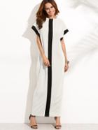 Romwe Contrast Panel Maxi Dress With Hidden Pocket
