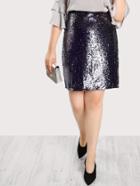 Romwe Metallic Sequined Skirt