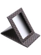 Romwe Brown Printed Tri Fold Makeup Mirror With Pu Case