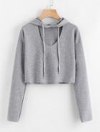 Romwe Hooded V Cut Sweatshirt