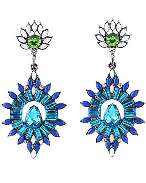 Romwe Blue Drop Gemstone Silver Earrings