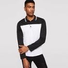 Romwe Men Two-tone Striped Neck Polo Shirt