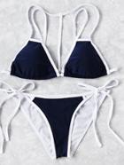 Romwe Strappy Back Side Tie Bikini Set