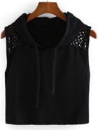 Romwe Hooded Sleeveless Crop T-shirt