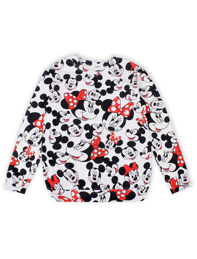 Romwe White Round Neck Mickey Print Loose Sweatshirt