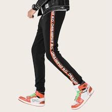 Romwe Guys Contrast Plaid Side Drawstring Sweatpants