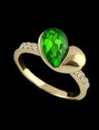 Romwe Green Diamond Gold Heart Ring
