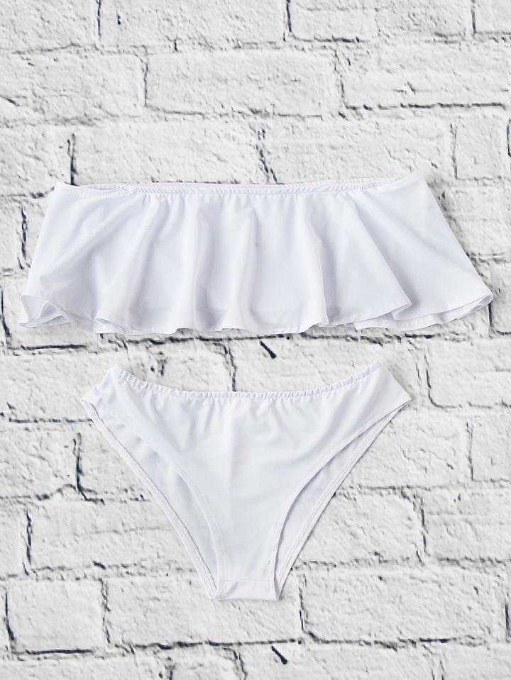 Romwe Flounce Bardot Bikini Set