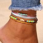 Romwe Color Block Bead Detail Layered Anklet