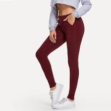 Romwe Drawstring Skinny Pants