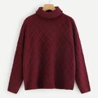 Romwe Rolled Neck Argyle Pattern Sweater