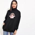 Romwe Figure Print High Neck Sweatshirt