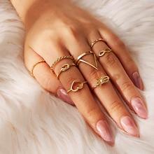 Romwe Heart & Bow Design Ring Set 9pack