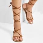 Romwe Lace Up Knee High Gladiator Sandal Boots