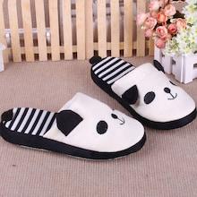Romwe Striped Detail Bear Fluffy Slippers