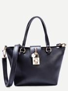 Romwe Black Faux Leather Tote Bag With Strap