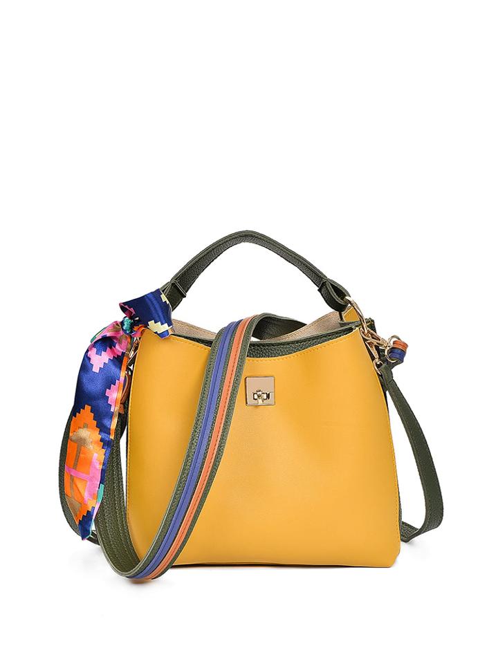 Romwe Raw Edge Shoulder Bag With Scarf