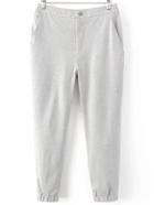 Romwe Grey Elastic Waist Pocket Sports Pants