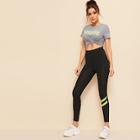 Romwe Neon Green Stripe Detail Leggings