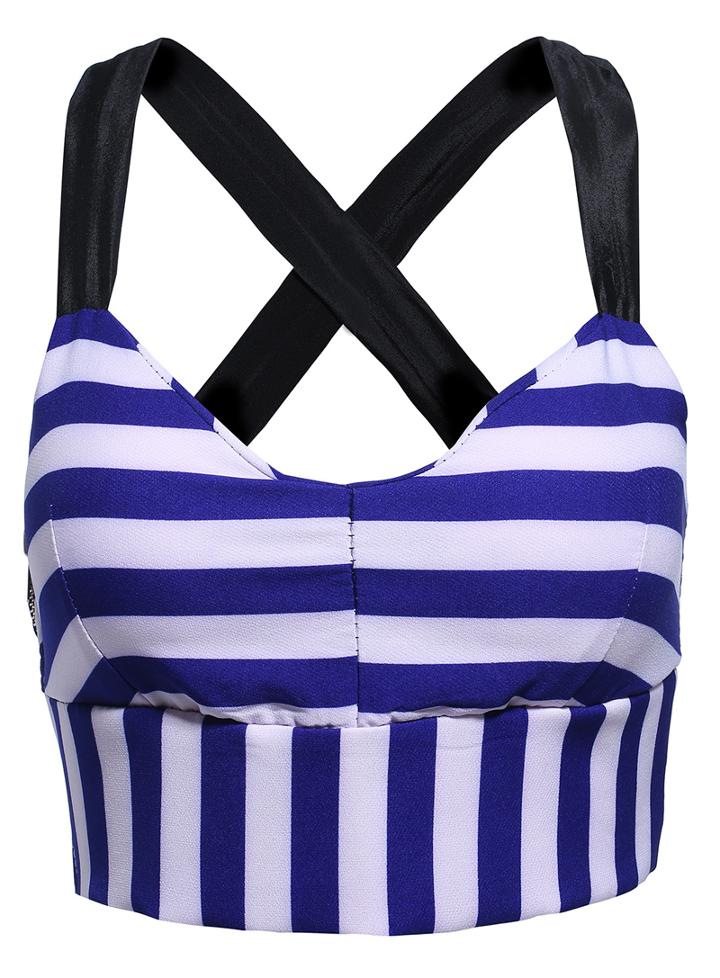 Romwe Spaghetti Strap Striped With Zipper Tank Top
