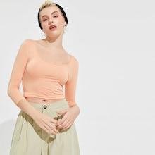 Romwe Scoop Neck Solid Crop Tee