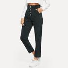 Romwe High Waist Button Fly Corduroy Tapered Pants