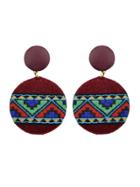 Romwe Red Ethnic Style Embroidery Fabric Earrings