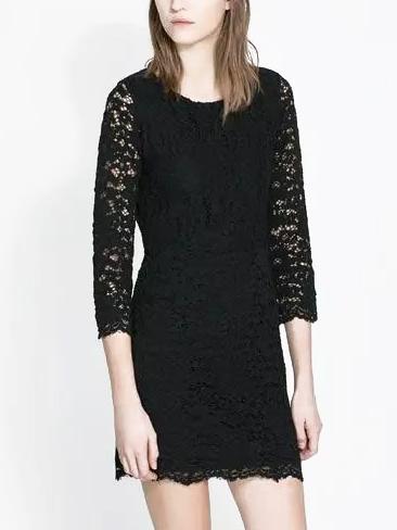 Romwe Round Neck Lace Sheath Dress