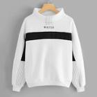 Romwe Letter Embroidered Colorblock Sweatshirt