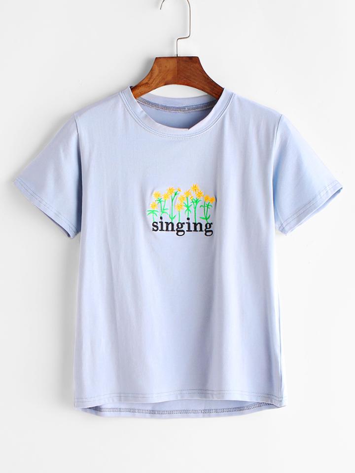 Romwe Graphic Embroidered T-shirt