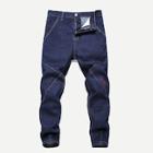 Romwe Men Letter Embroidery Jeans