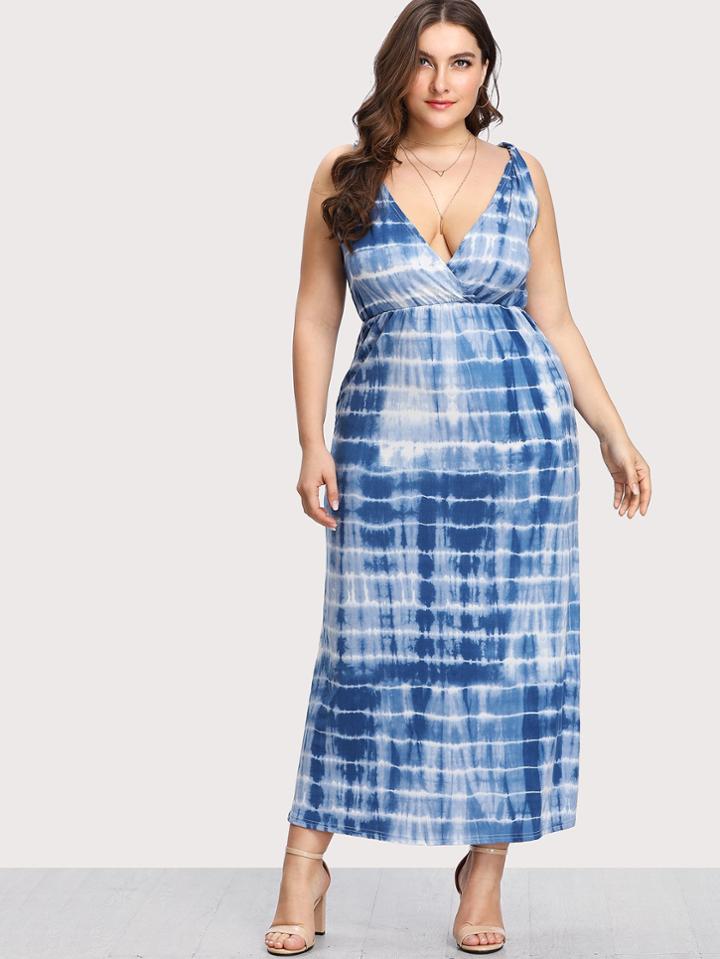 Romwe Deep V Neck Gradiente Cami Dress