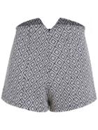 Romwe Geometric Print Zipper Shorts