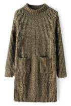 Romwe Pocketed Loose Khaki Knitted Dress