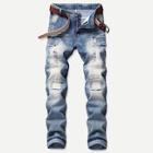 Romwe Men Ripped & Patch Detail Jeans