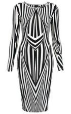 Romwe Geometric Striped Black And White Dress