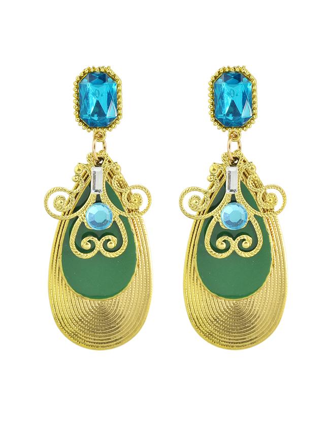 Romwe Latest Fashion Green Plated Long Drop Earrings For Women