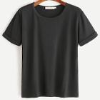 Romwe Plus Roll Up Sleeve Tee