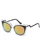 Romwe Clear Chunky Frame Iridescent Cat Eye Sunglasses