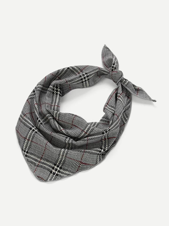 Romwe Gingham Print Twilly Scarf