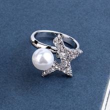 Romwe Faux Pearl & Star Ring