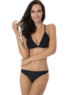 Romwe Black Triangle Mesh-inset Bikini Set