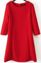 Romwe Zip A Line Red Dress