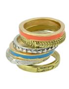 Romwe New Model Alloy Colorful Women Fashion Ring Set