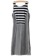 Romwe Black White Stripe Sleeveless Backless Dress